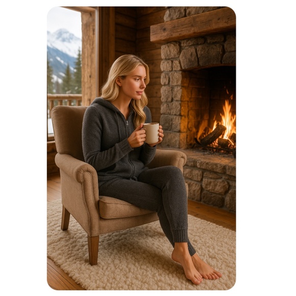 BAREFOOT DREAMS CozyChic Lite Full Zip Hoodie & Joggers Set Grey Size Small - Picture 2 of 15